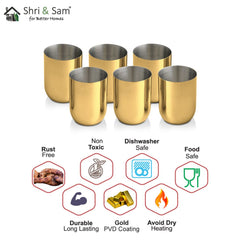 Stainless Steel 6 PCS Glass with Gold PVD Coating Majestic
