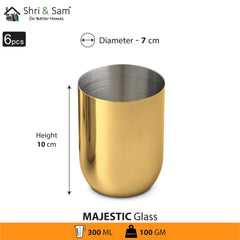 Stainless Steel 6 PCS Glass with Gold PVD Coating Majestic
