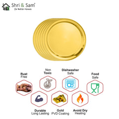 Stainless Steel 6 PCS Side Plate with Gold PVD Coating Majestic