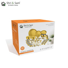 Stainless Steel 60 PCS Dinner Set (4 People) with Gold PVD Coating Majestic