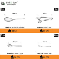 Stainless Steel 61 PCS Dinner Set (6 People) Shagun