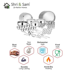 Stainless Steel 61 PCS Dinner Set (6 People) Shagun