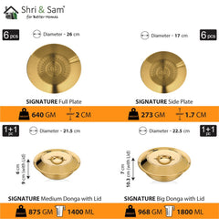 Stainless Steel 64 PCS Dinner Set (6 People) with Gold PVD Coating and Laser Signature - Matt