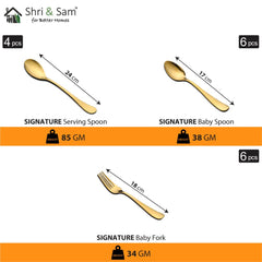 Stainless Steel 64 PCS Dinner Set (6 People) with Gold PVD Coating and Laser Signature - Shiny