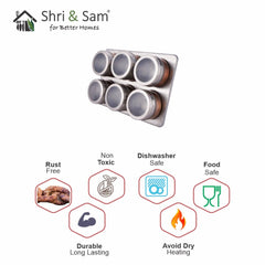 Stainless Steel 7 PCS Spice Jar Set with Tray
