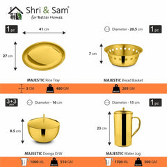 Stainless Steel 72 PCS Dinner Set (6 People) with Gold PVD Coating Majestic