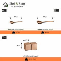 Stainless Steel 72 PCS Dinner Set (6 People) with Rose Gold PVD Coating Majestic