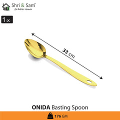 Stainless Steel Basting Spoon Solid with Gold PVD Coating Onida