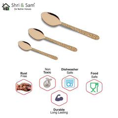 Stainless Steel Basting Spoon Solid with Rose Gold PVD Coating and Laser Jasmine