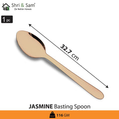 Stainless Steel Basting Spoon Solid with Rose Gold PVD Coating Jasmine