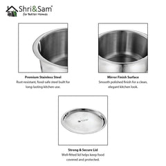 Stainless Steel Bharat Hammered Triply Tope with Lid