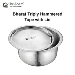 Stainless Steel Bharat Hammered Triply Tope with Lid