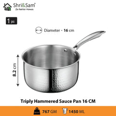 Stainless Steel Bharat Triply Hammered Sauce Pan