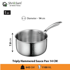 Stainless Steel Bharat Triply Hammered Sauce Pan