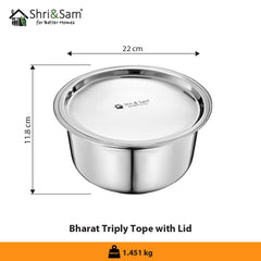 Stainless Steel Bharat Triply Tope with Lid