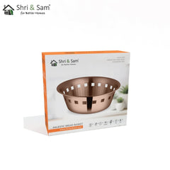 Stainless Steel Bread Basket with Rose Gold PVD Coating Majestic
