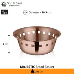 Stainless Steel Bread Basket with Rose Gold PVD Coating Majestic