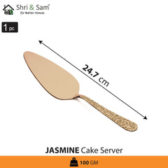 Stainless Steel Cake Server with Rose Gold PVD Coating and Laser Jasmine