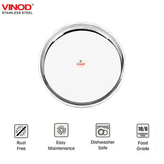 Vinod Stainless Steel China Plate, Lunch & Dinner Plate, Set of 6 pieces