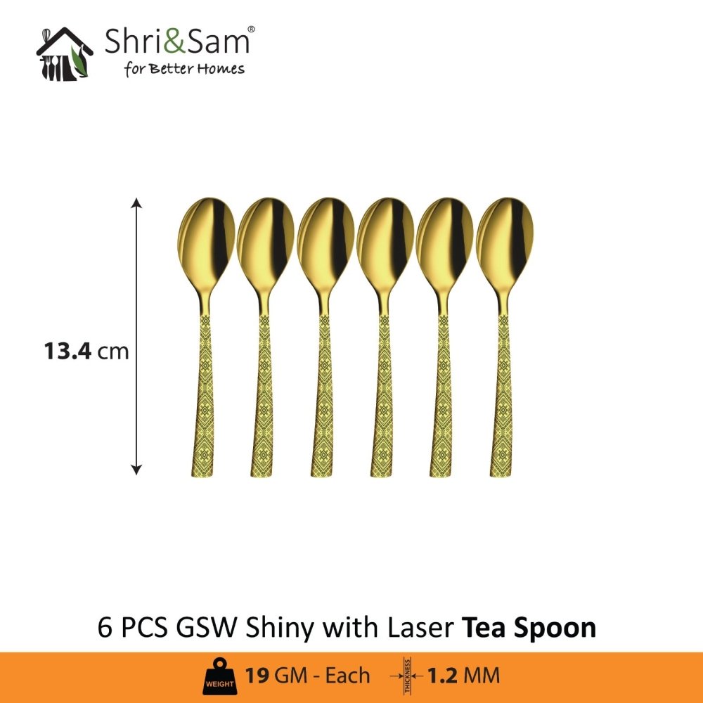 Stainless Steel Cutlery with Gold PVD and Laser GSW Shiny