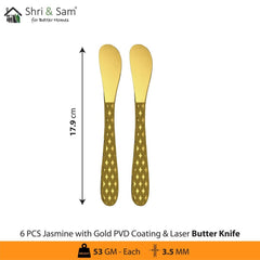 Stainless Steel Cutlery with Gold PVD Coating & Laser 2 Jasmine