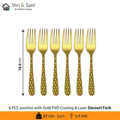 Stainless Steel Cutlery with Gold PVD Coating & Laser 2 Jasmine
