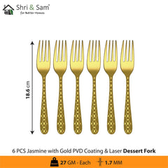 Stainless Steel Cutlery with Gold PVD Coating & Laser 5 Jasmine