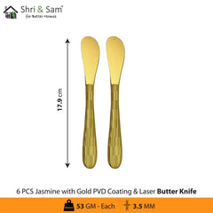 Stainless Steel Cutlery with Gold PVD Coating & Laser 6 Jasmine