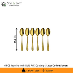 Stainless Steel Cutlery with Gold PVD Coating & Laser 6 Jasmine