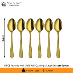 Stainless Steel Cutlery with Gold PVD Coating & Laser 6 Jasmine