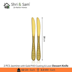 Stainless Steel Cutlery with Gold PVD Coating & Laser Jasmine