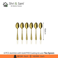 Stainless Steel Cutlery with Gold PVD Coating & Laser Jasmine