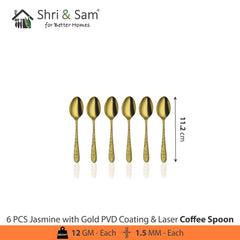 Stainless Steel Cutlery with Gold PVD Coating & Laser Jasmine