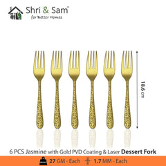 Stainless Steel Cutlery with Gold PVD Coating & Laser Jasmine