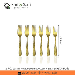 Stainless Steel Cutlery with Gold PVD Coating & Laser Jasmine