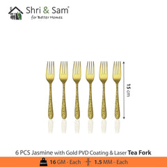 Stainless Steel Cutlery with Gold PVD Coating & Laser Jasmine