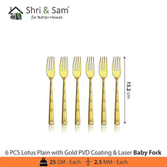 Stainless Steel Cutlery with Gold PVD Coating & Laser Lotus Plain