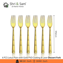 Stainless Steel Cutlery with Gold PVD Coating & Laser Lotus Plain