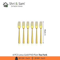 Stainless Steel Cutlery with Gold PVD Coating Lotus Plain