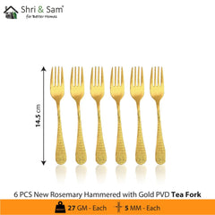 Stainless Steel Cutlery with Gold PVD Coating New Rosemary Hammered