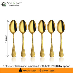 Stainless Steel Cutlery with Gold PVD Coating New Rosemary Hammered