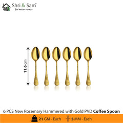 Stainless Steel Cutlery with Gold PVD Coating New Rosemary Hammered