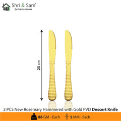Stainless Steel Cutlery with Gold PVD Coating New Rosemary Hammered