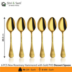 Stainless Steel Cutlery with Gold PVD Coating New Rosemary Hammered