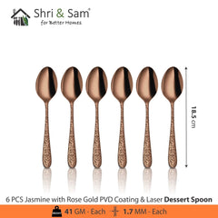 Stainless Steel Cutlery with Rose Gold PVD Coating & Laser Jasmine