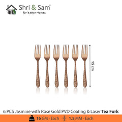 Stainless Steel Cutlery with Rose Gold PVD Coating & Laser Jasmine