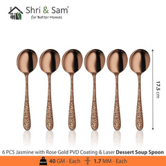 Stainless Steel Cutlery with Rose Gold PVD Coating & Laser Jasmine
