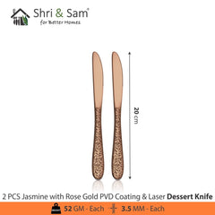 Stainless Steel Cutlery with Rose Gold PVD Coating & Laser Jasmine