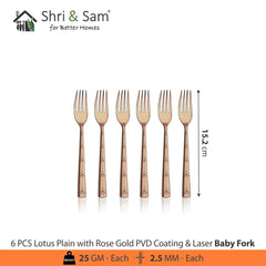 Stainless Steel Cutlery with Rose Gold PVD Coating & Laser Lotus Plain