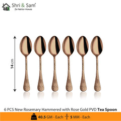 Stainless Steel Cutlery with Rose Gold PVD Coating New Rosemary Hammered